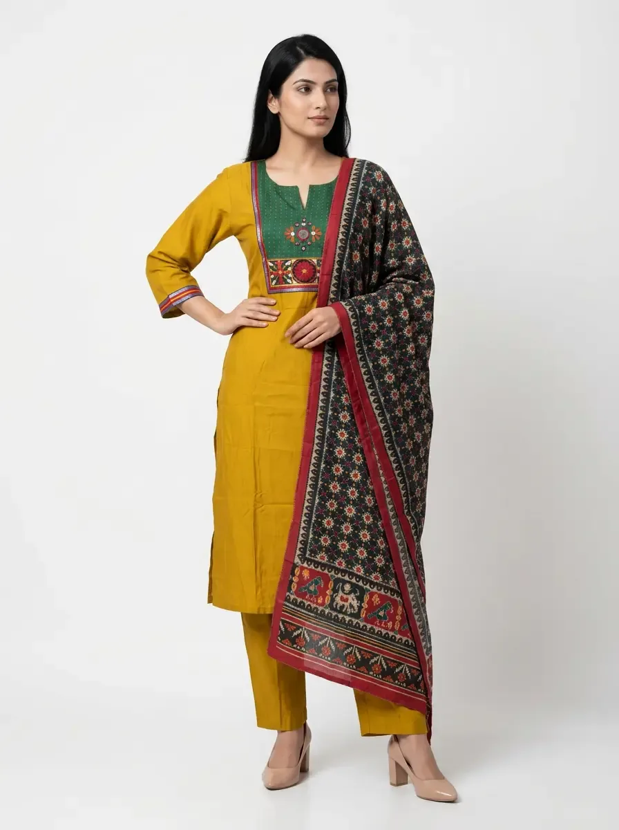 Mustard Yellow Kurti 3pc Set